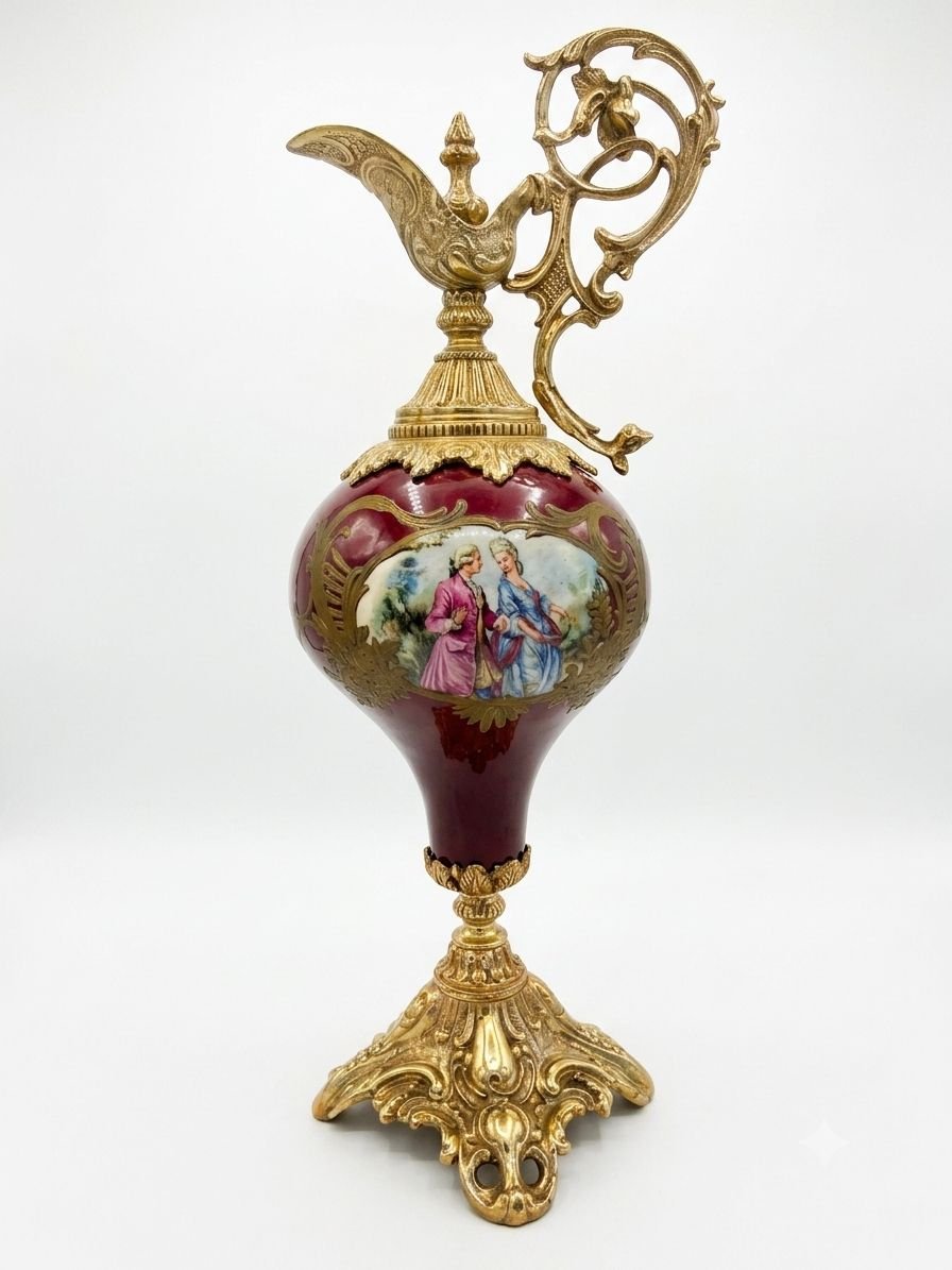 jarra ornamental de porcelana y bronce "sevres" jarra ornamental de porcelana y bronce "sevres"